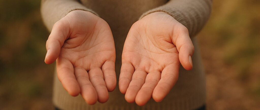 Foto van twee uitgestrekte open handen